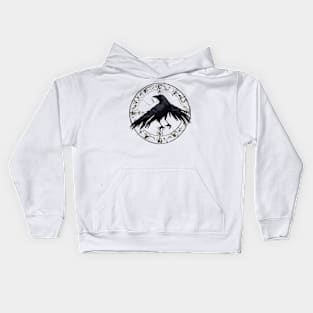 crow in the magic circle Kids Hoodie